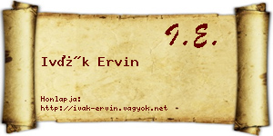 Ivák Ervin névjegykártya